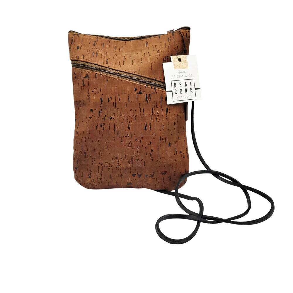 NWT Spicer Bags Real Cork Products Rectangular Crossbody Made in San Francisco